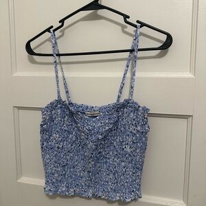 Floral Blue Smocked Women's Convertible Top